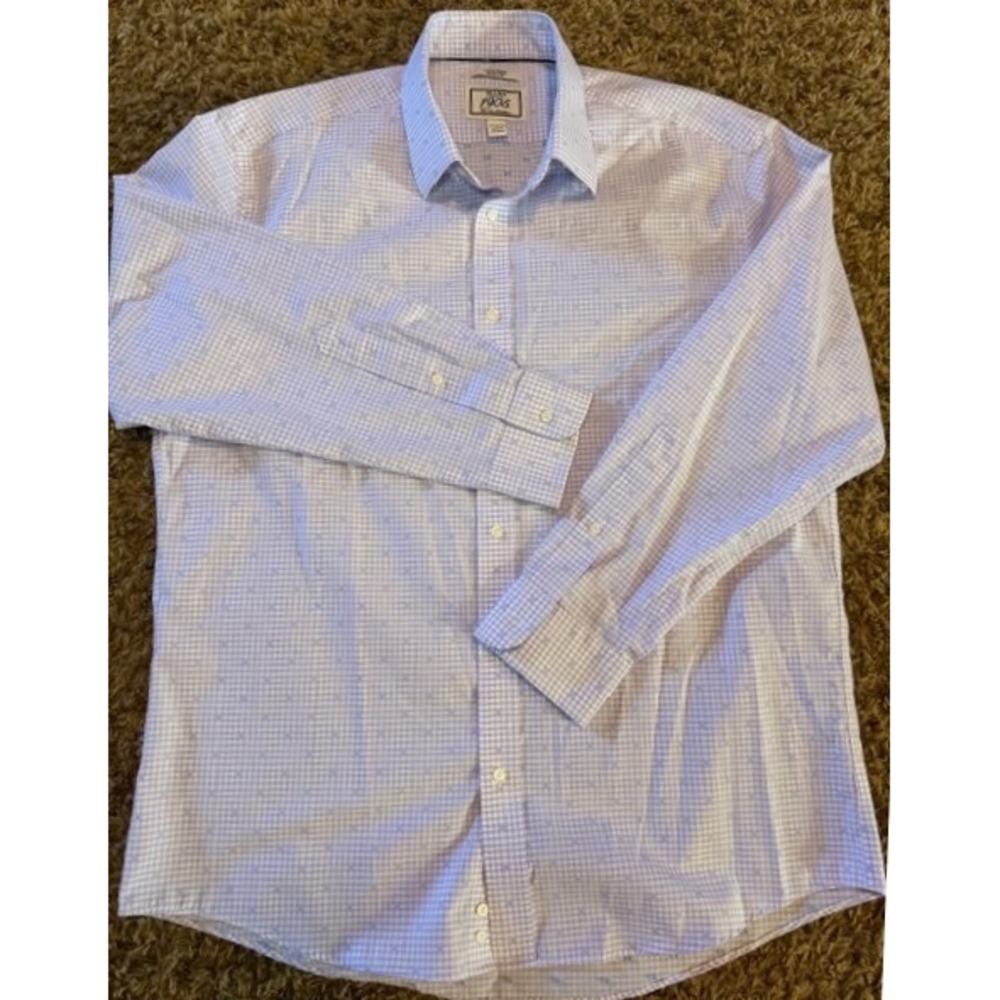 Jos A Bank 1905 Dress Shirt Mens 16.5 33 Slim‎ Fit Non-Iron Lavender Gingham